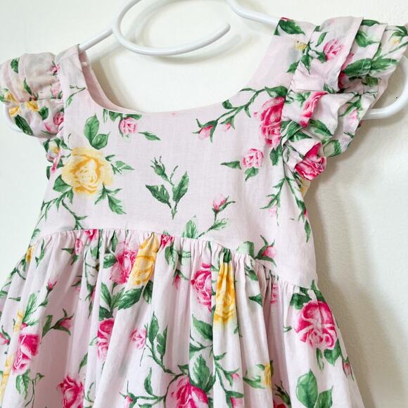 Janie and Jack Pink Floral Ruffle Dress & White Cardigan 6-12 mo Spring Easter - Picture 4 of 13